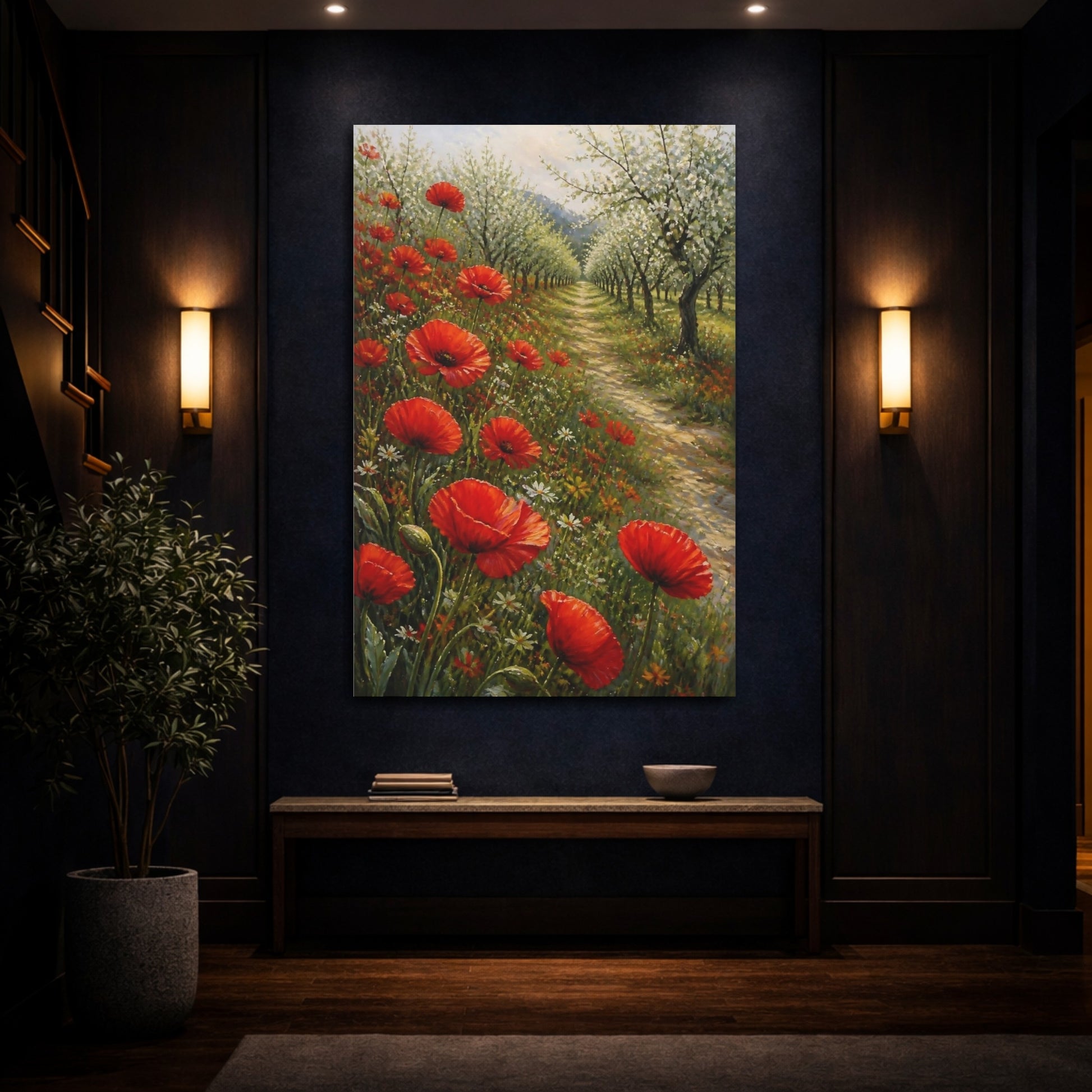 Mockup 4. Poppy Flowers In Orchard shown as canvas print
