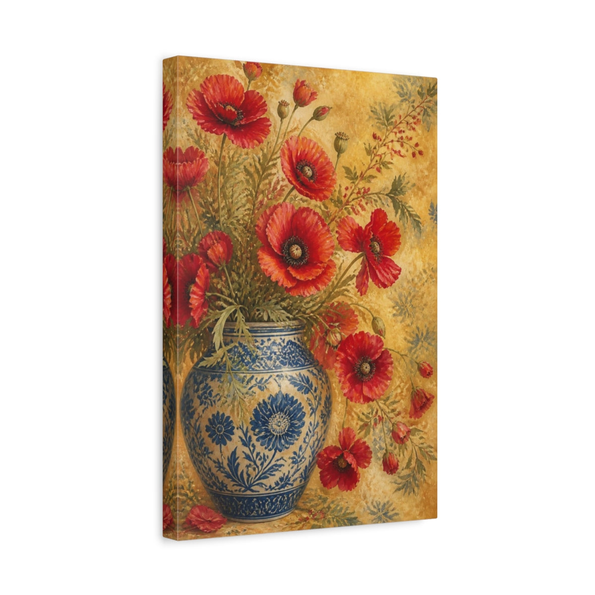 Side Mockup 4. Poppy Flowers In Vase shown as canvas print