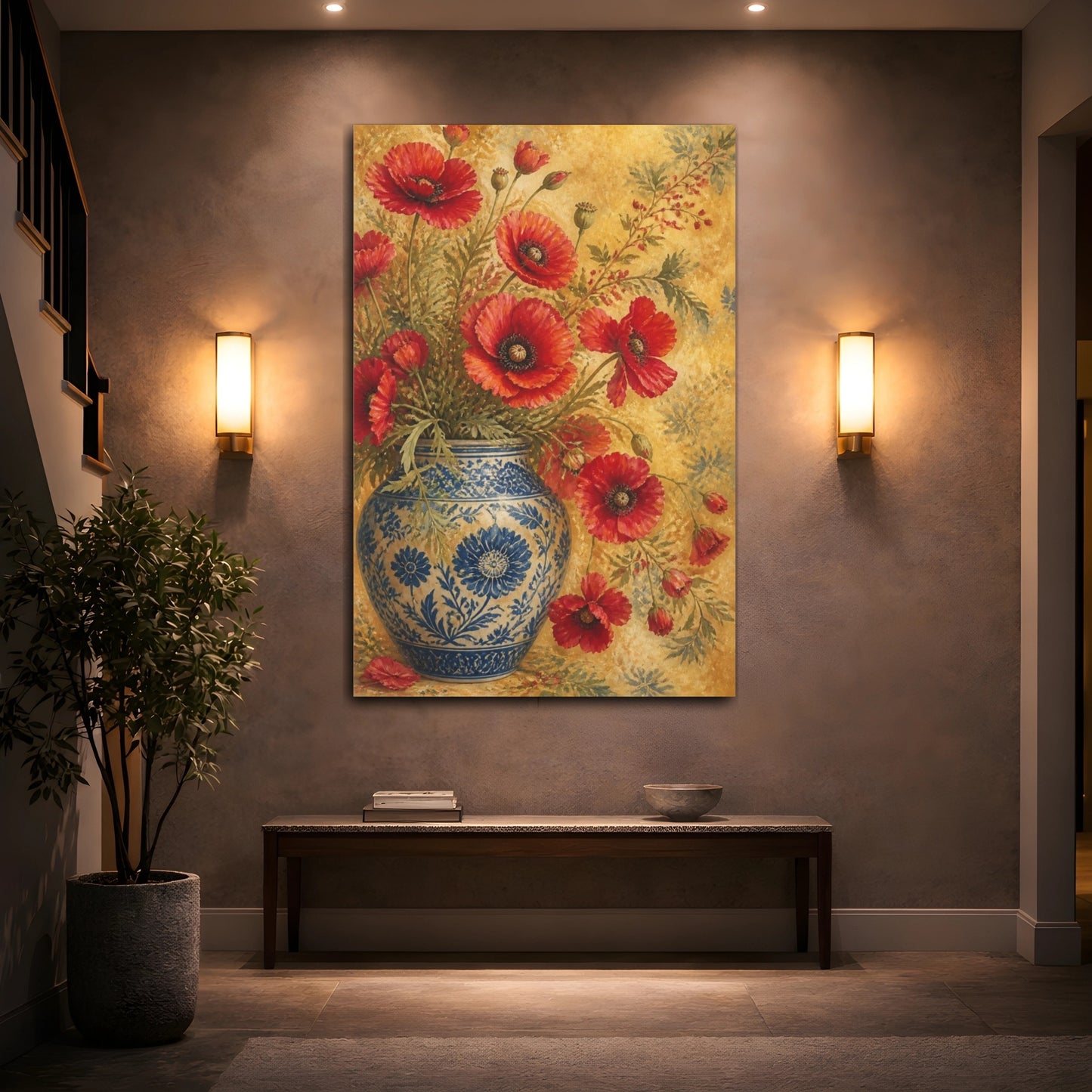 Mockup 2. Poppy Flowers In Vase shown as canvas print