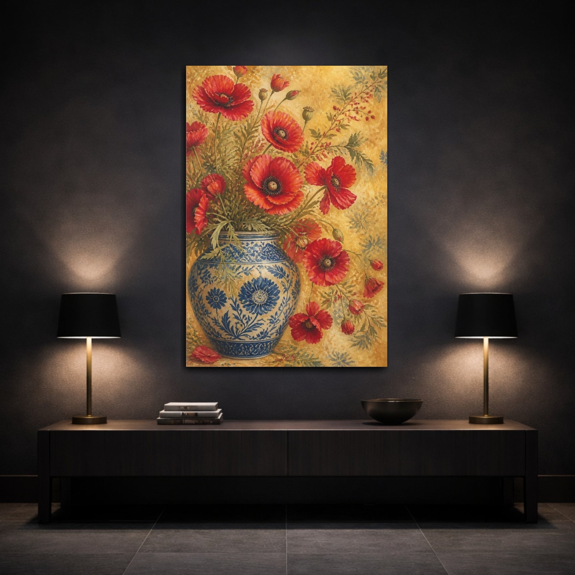 Mockup 3. Poppy Flowers In Vase shown as canvas print