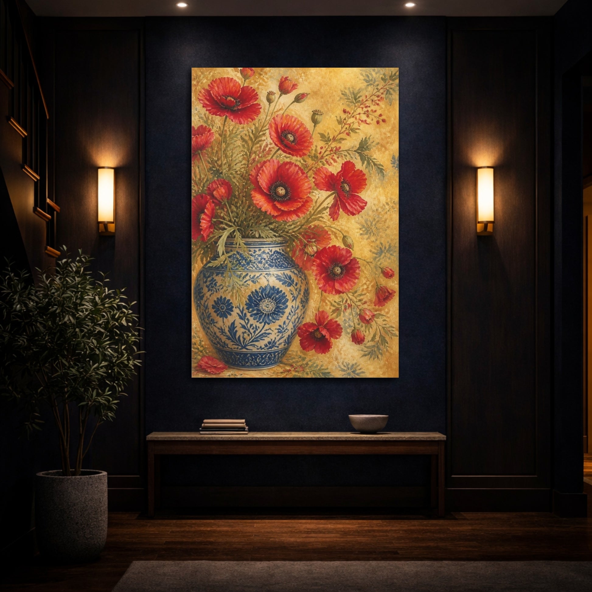 Mockup 4. Poppy Flowers In Vase shown as canvas print