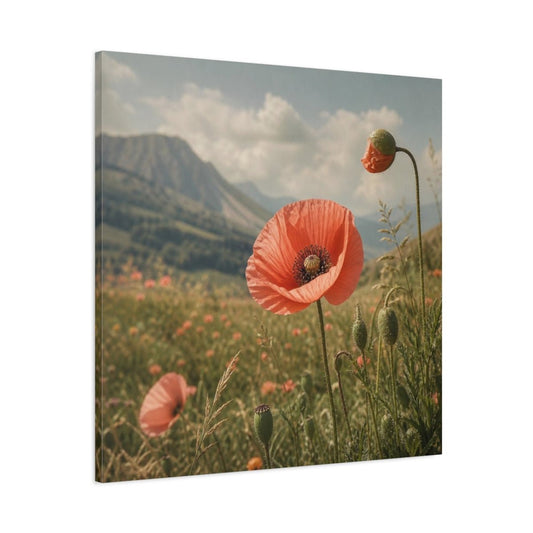 Poppy In Mountain Meadow Canvas Print – Living Room, Above Fireplace - YesArtYes
