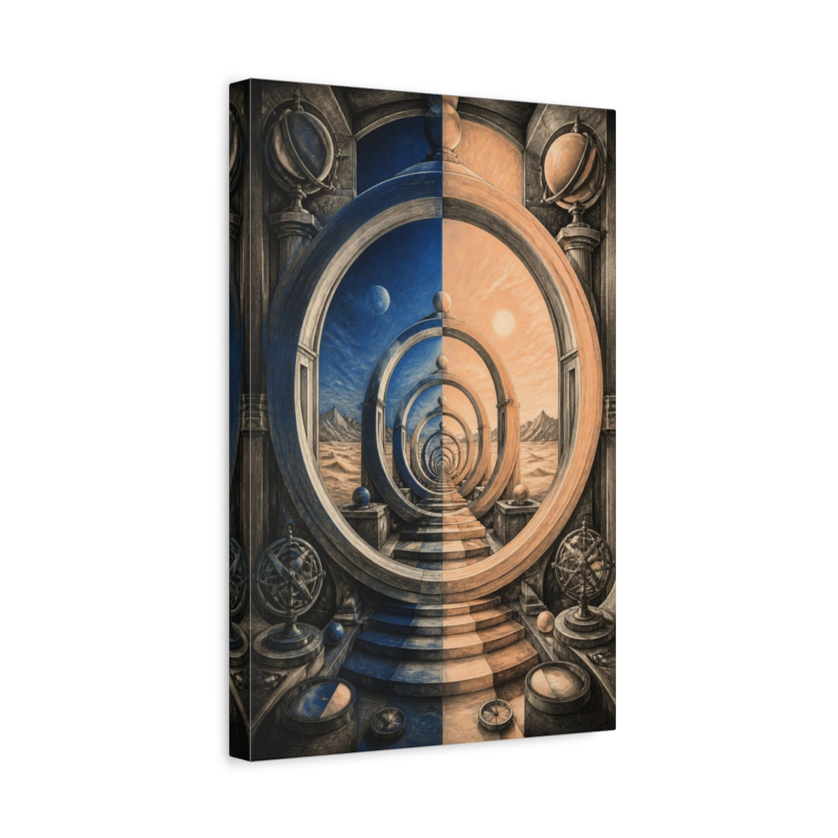 Side Mockup 4. Portal Rings Illusion shown as canvas print