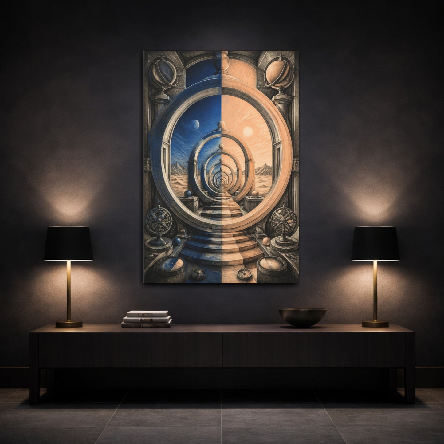 Mockup 3. Portal Rings Illusion shown as canvas print