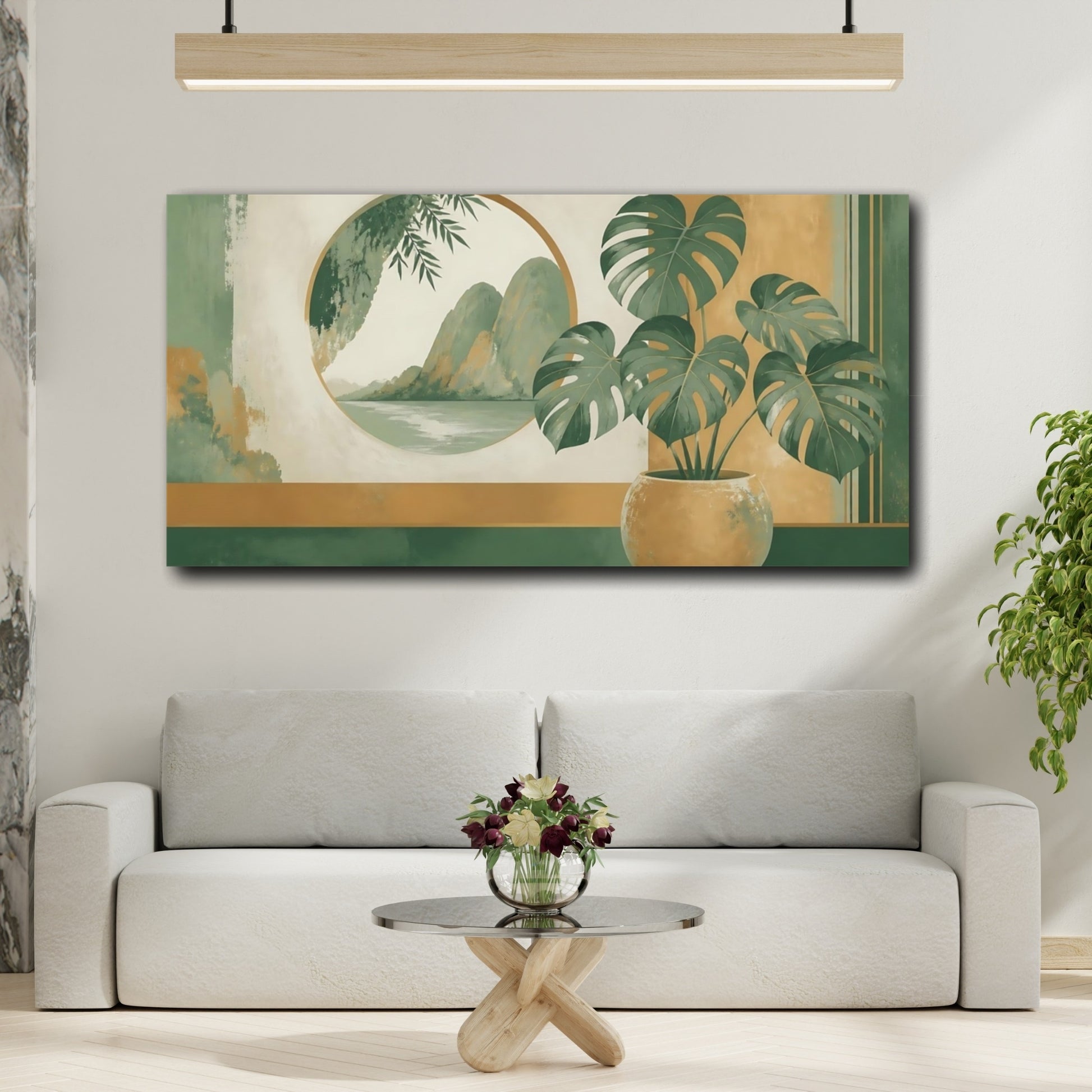 Mockup 2. Potted Monstera Window View shown as canvas print