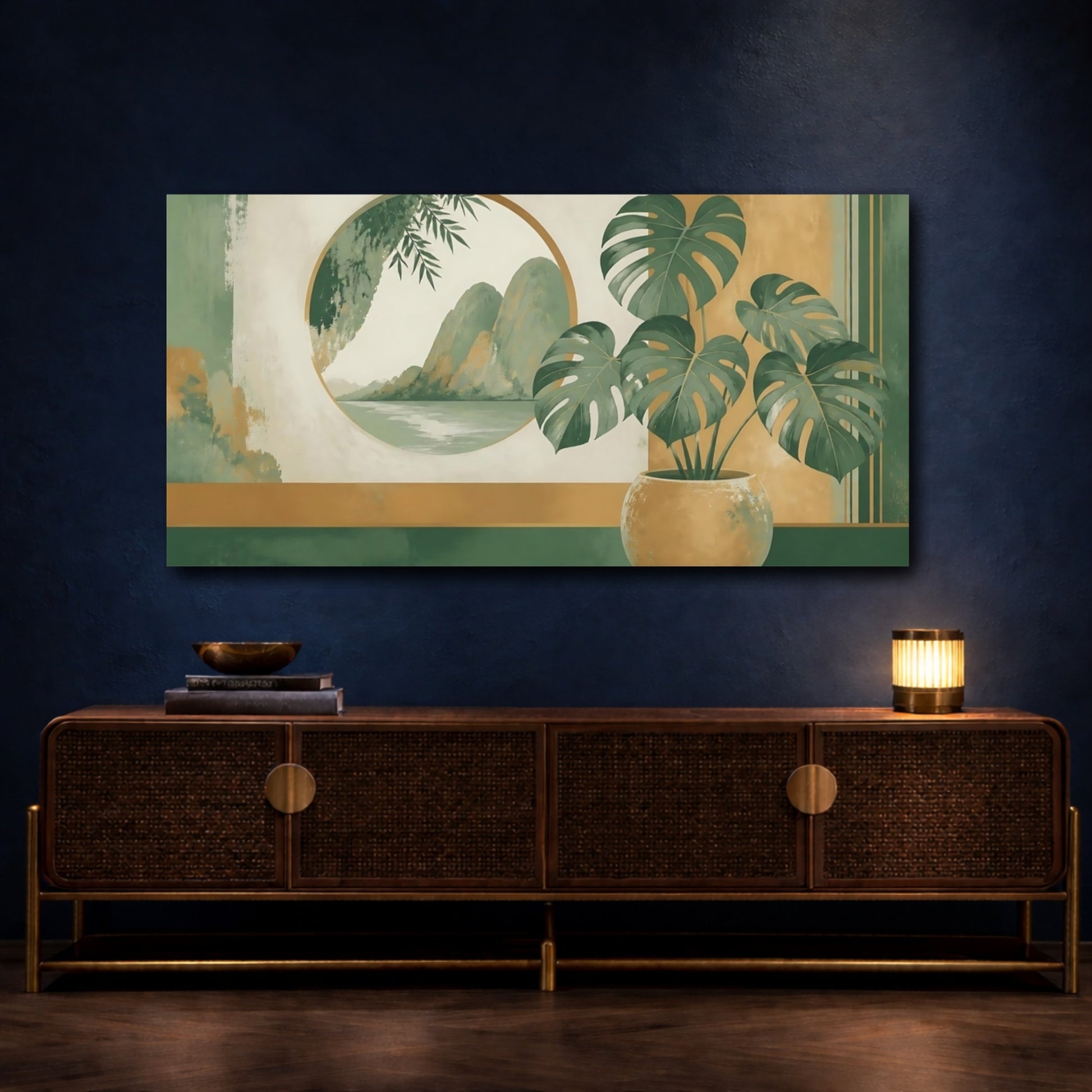 Mockup 4. Potted Monstera Window View shown as canvas print