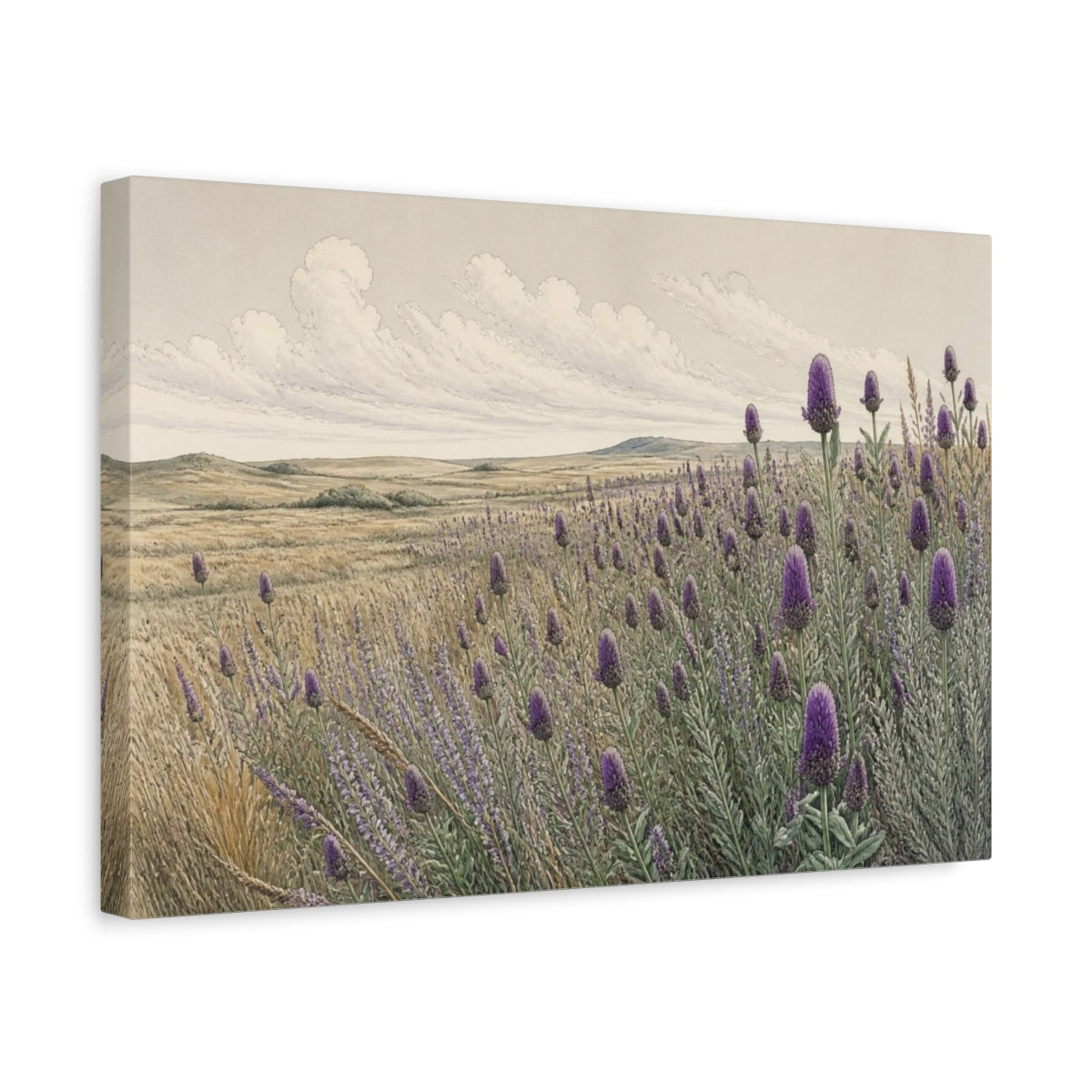Side Mockup 4. Prairie Clover Nature Meadow shown as canvas print