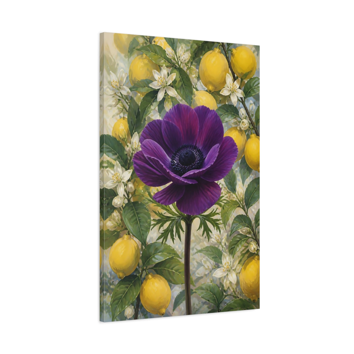 Main Mockup. Purple Anemone Flower shown as canvas print