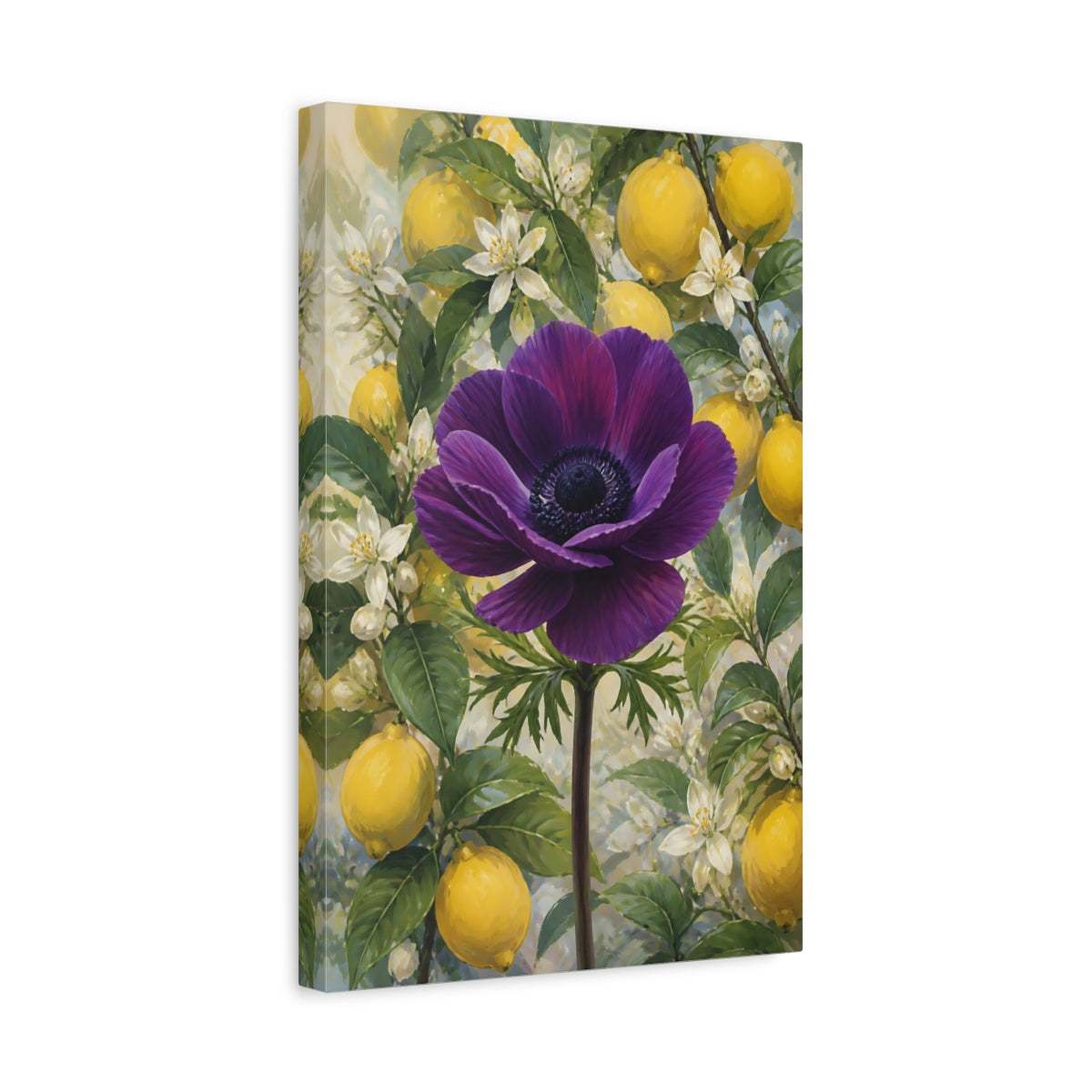 Side Mockup 4. Purple Anemone Flower shown as canvas print
