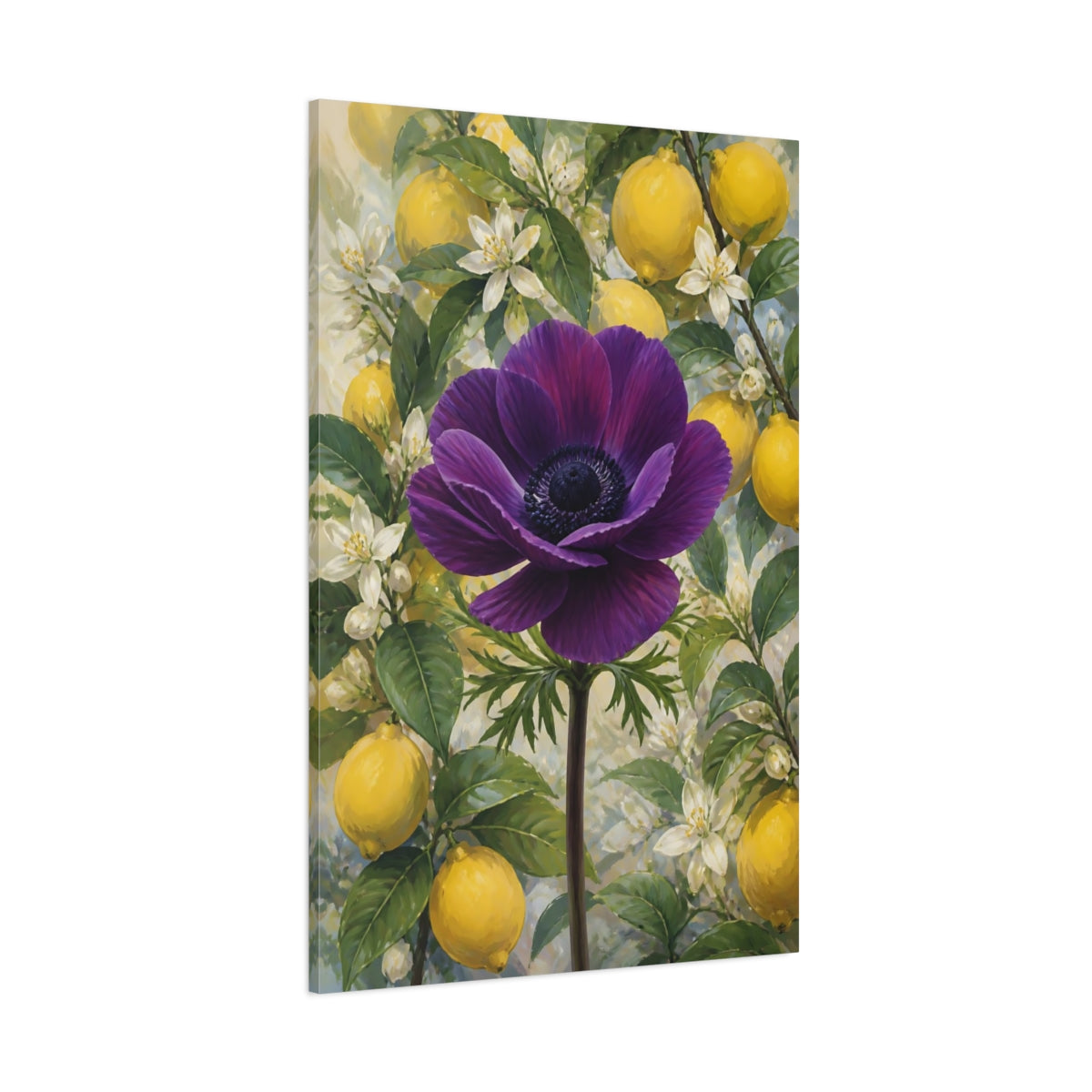 Side Mockup 1. Purple Anemone Flower shown as canvas print