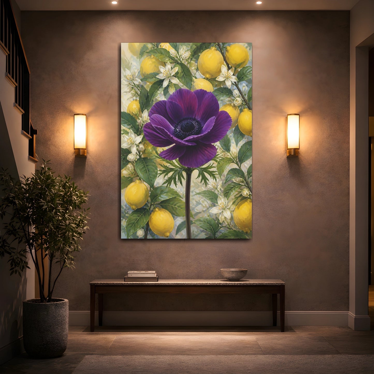 Mockup 2. Purple Anemone Flower shown as canvas print