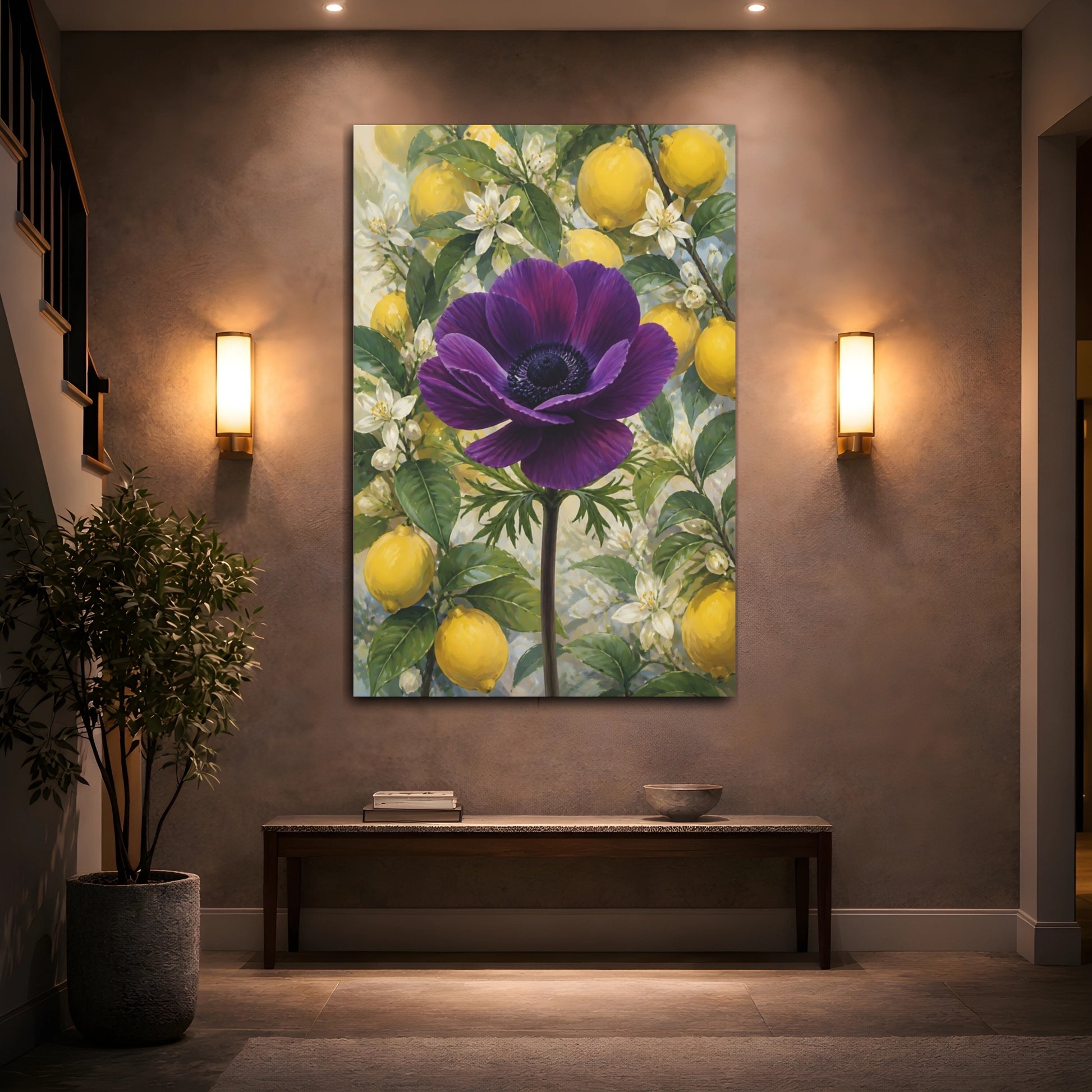 Mockup 2. Purple Anemone Flower shown as canvas print
