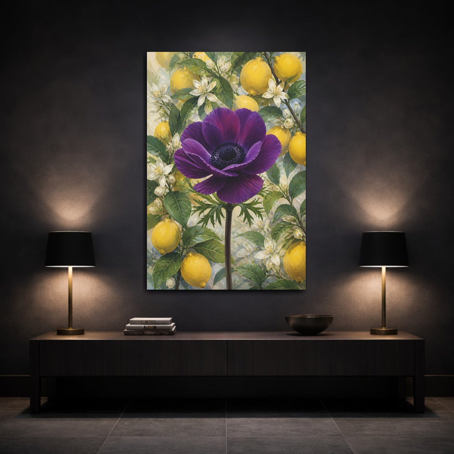 Mockup 3. Purple Anemone Flower shown as canvas print