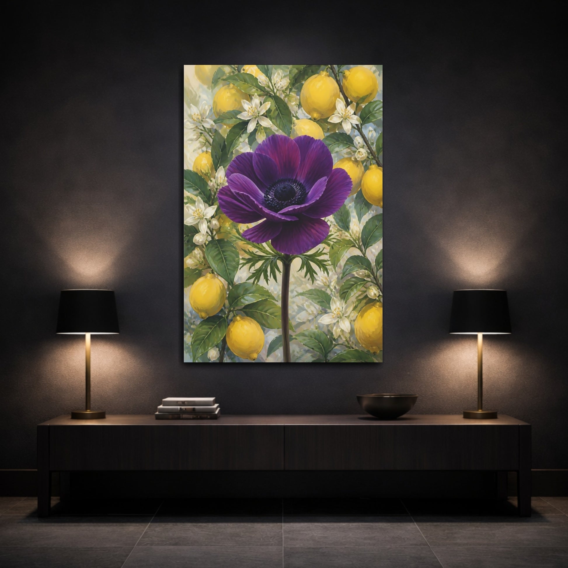 Mockup 3. Purple Anemone Flower shown as canvas print