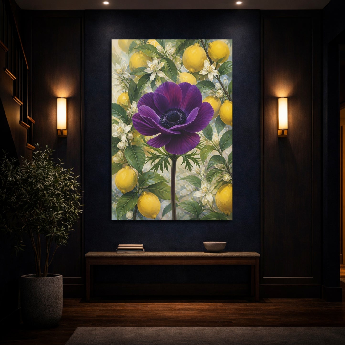 Mockup 4. Purple Anemone Flower shown as canvas print