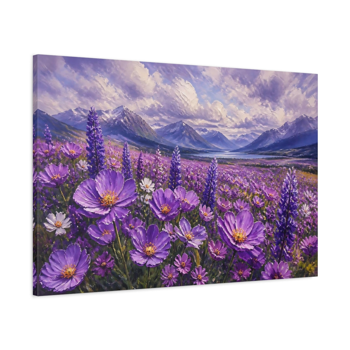 Main Mockup. Purple Floral Meadow shown as canvas print
