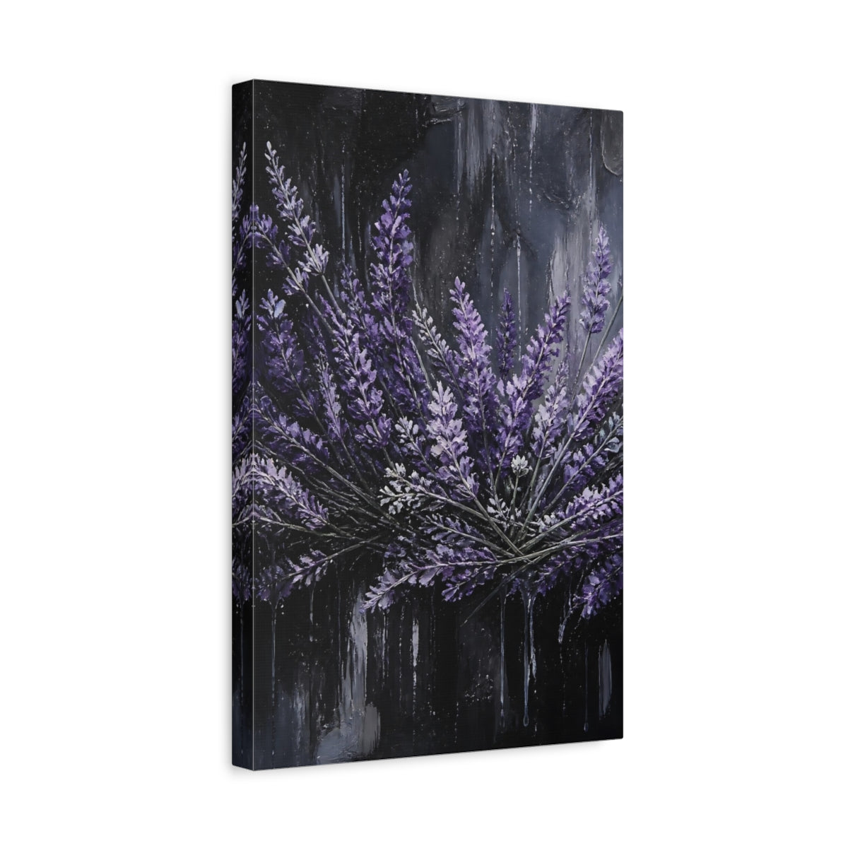 Side Mockup 4. Purple Lavender Bouquet shown as canvas print