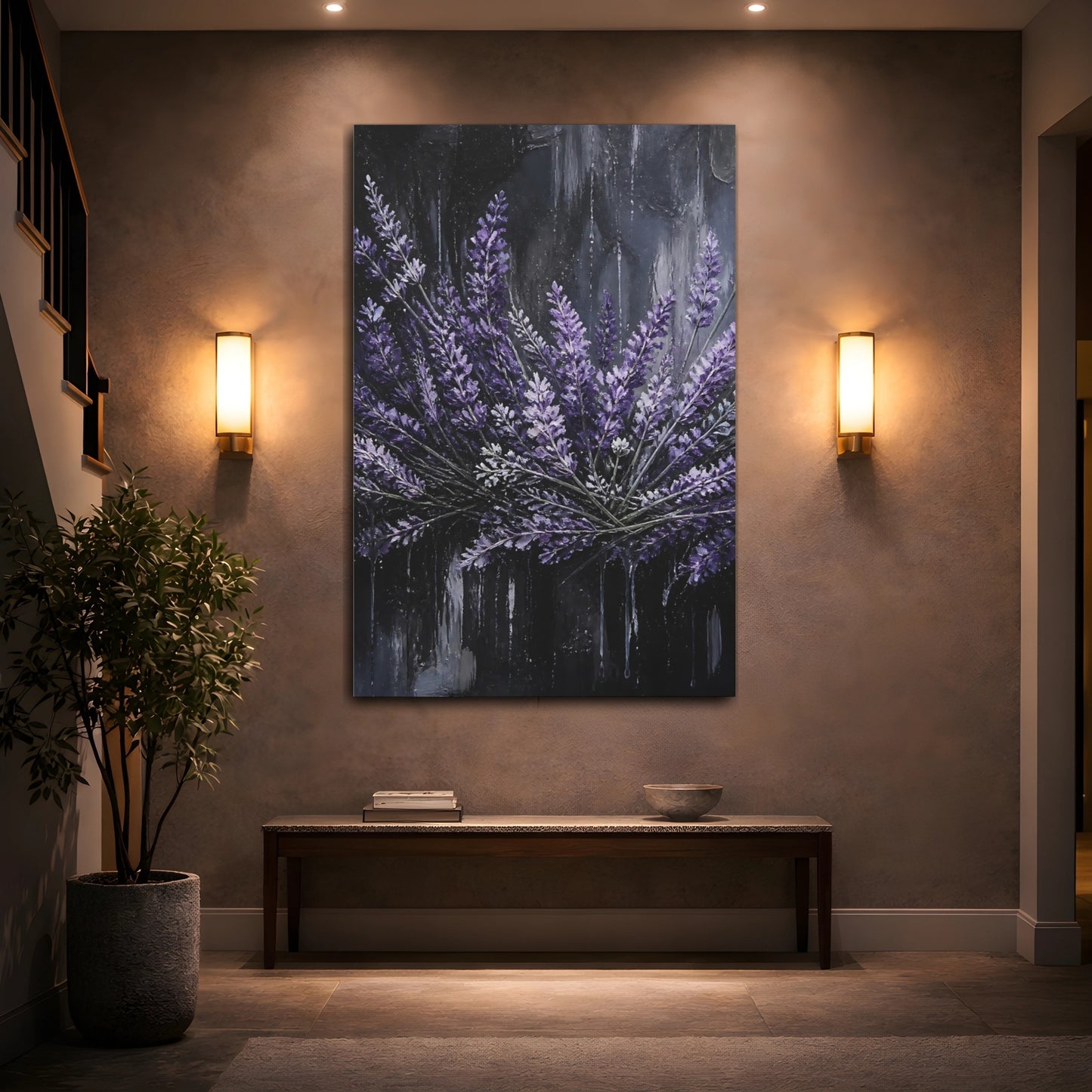 Mockup 2. Purple Lavender Bouquet shown as canvas print