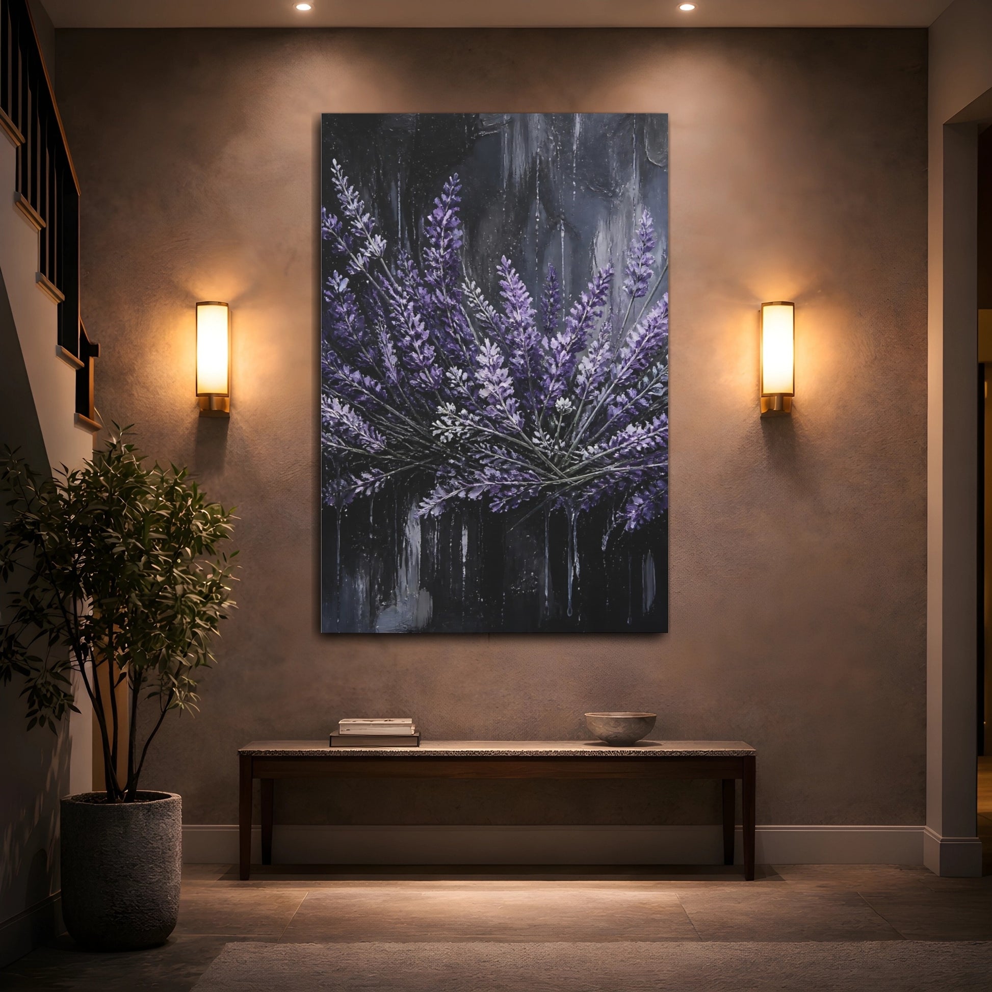 Mockup 2. Purple Lavender Bouquet shown as canvas print