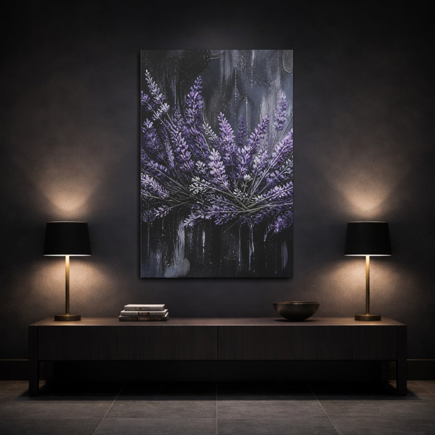 Mockup 3. Purple Lavender Bouquet shown as canvas print