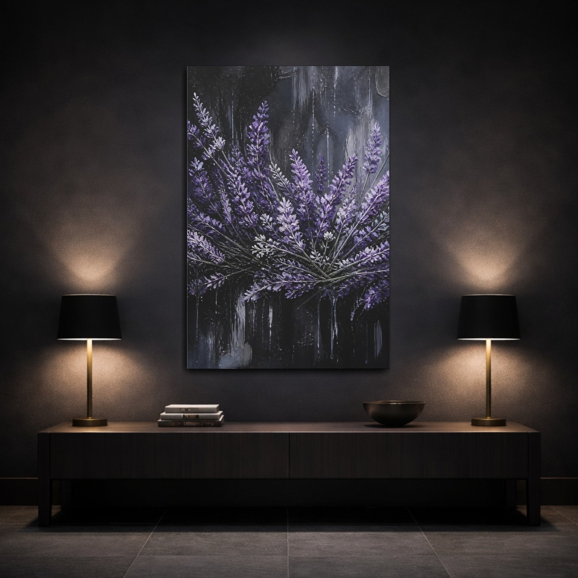 Mockup 3. Purple Lavender Bouquet shown as canvas print
