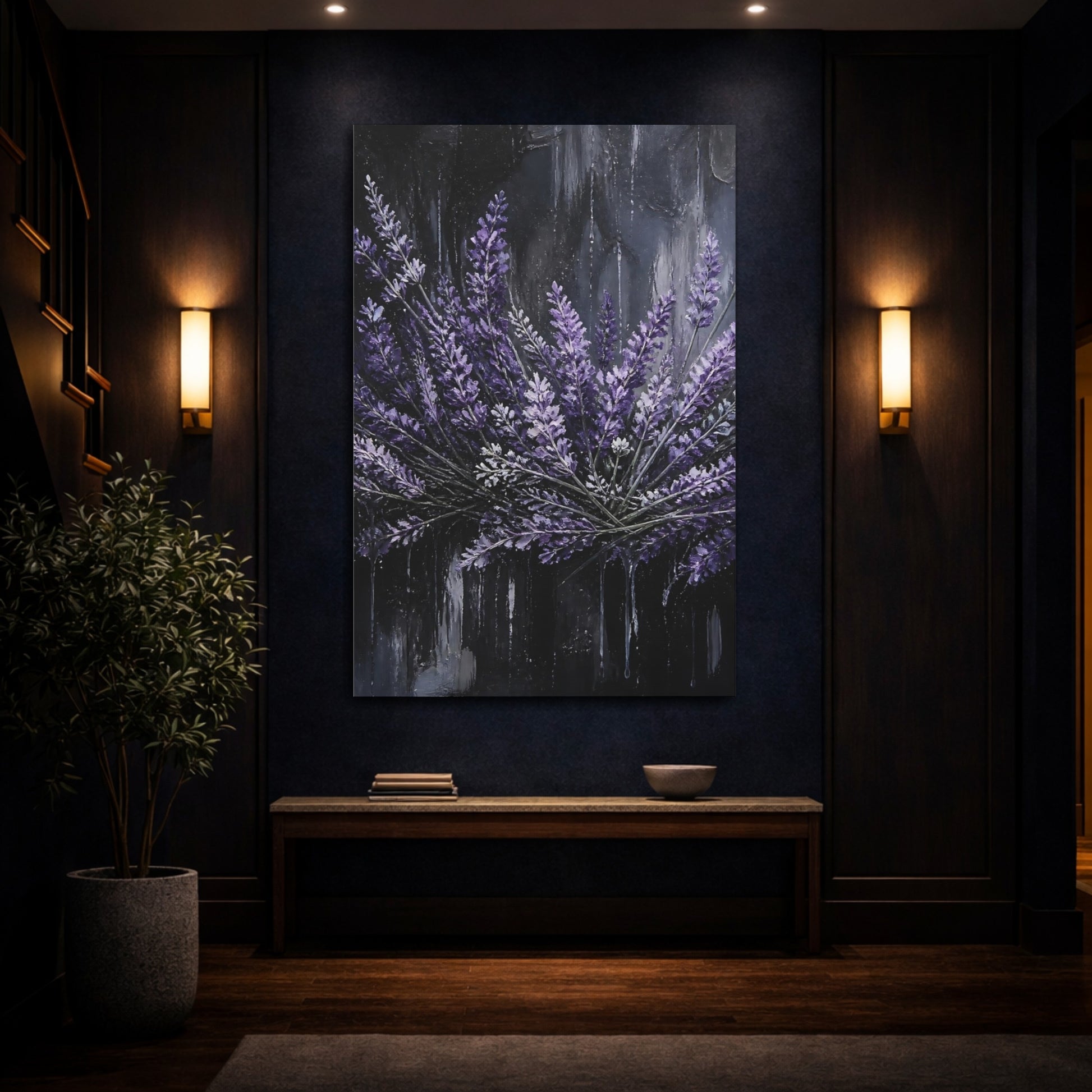 Mockup 4. Purple Lavender Bouquet shown as canvas print