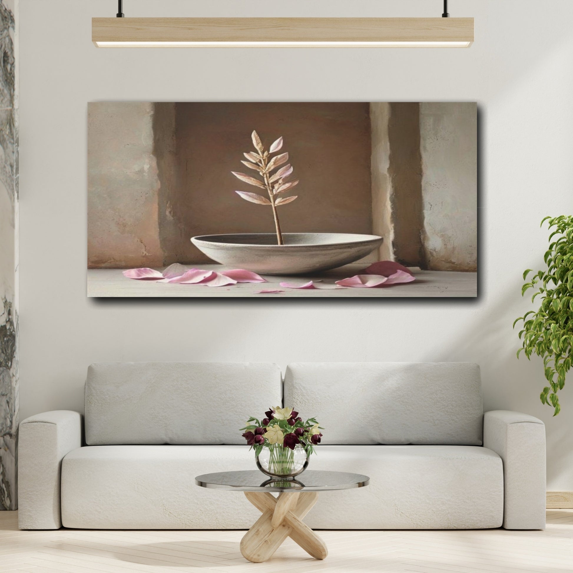 Mockup 2. Quiet Petals In Clay Bowl shown as canvas print