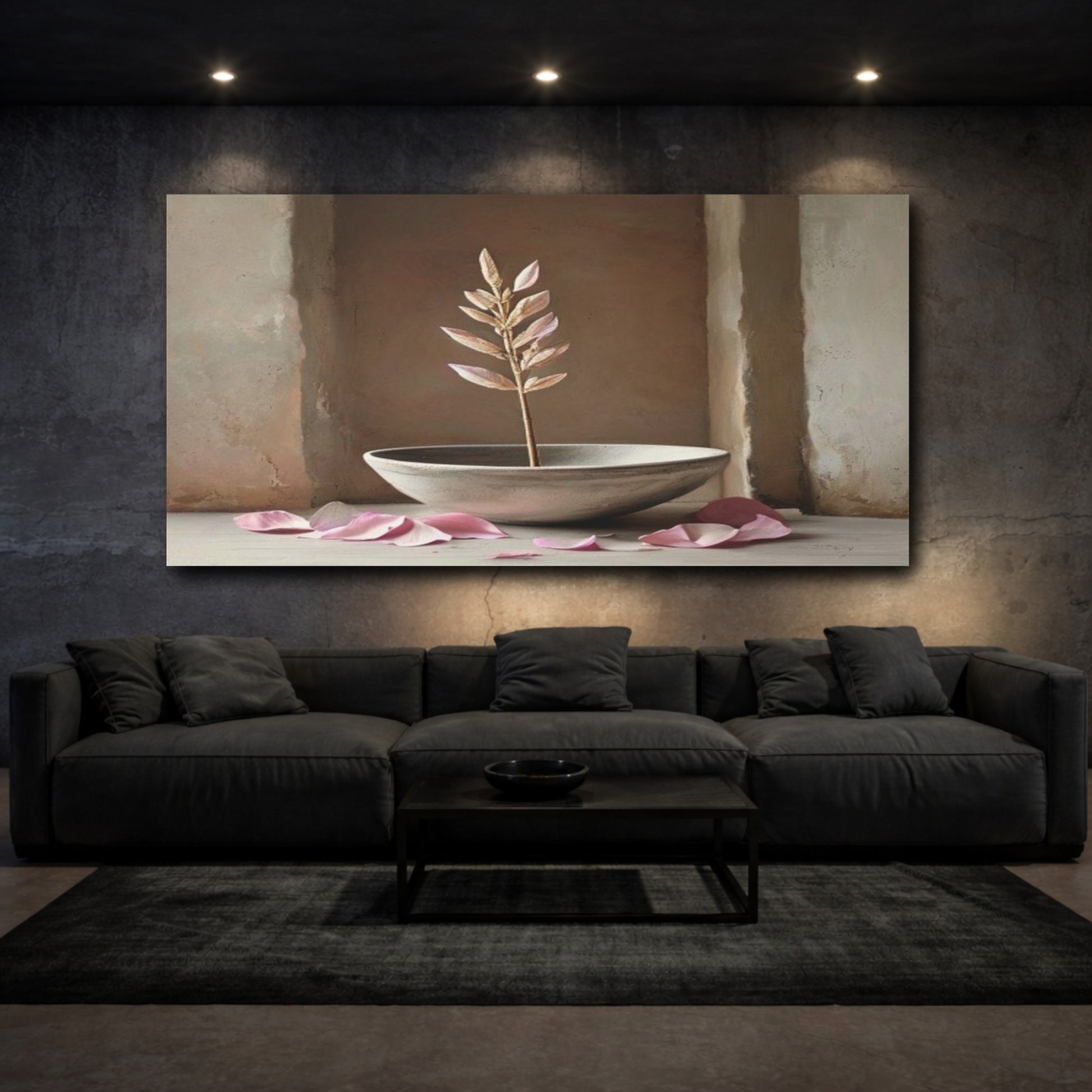 Mockup 3. Quiet Petals In Clay Bowl shown as canvas print