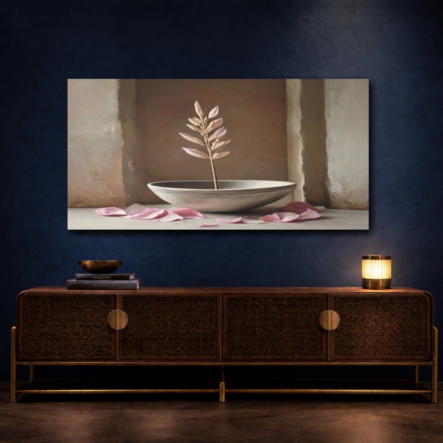 Mockup 4. Quiet Petals In Clay Bowl shown as canvas print
