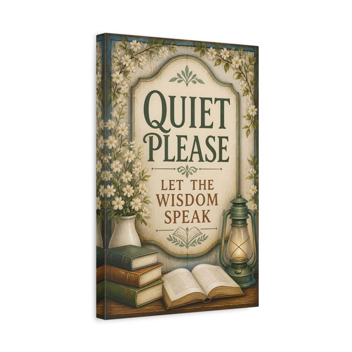 Side Mockup 4. Quiet Quote Sign shown as canvas print