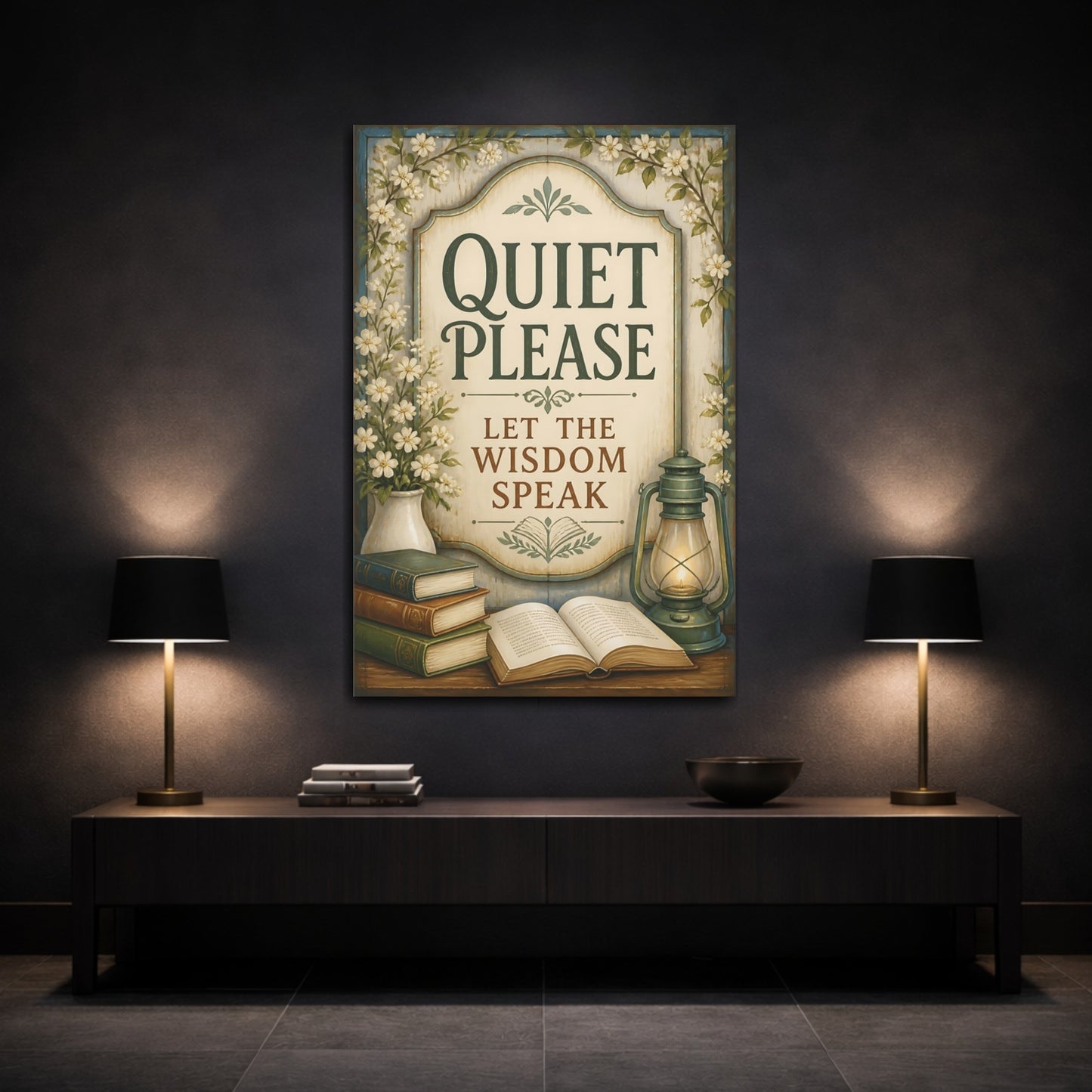 Mockup 3. Quiet Quote Sign shown as canvas print