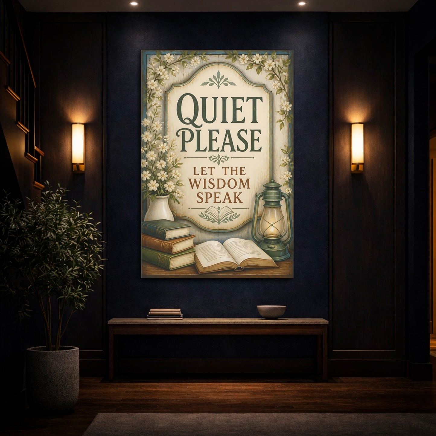 Mockup 4. Quiet Quote Sign shown as canvas print