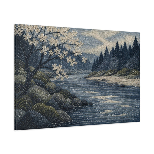 Main Mockup. Quiet River Bend shown as canvas print