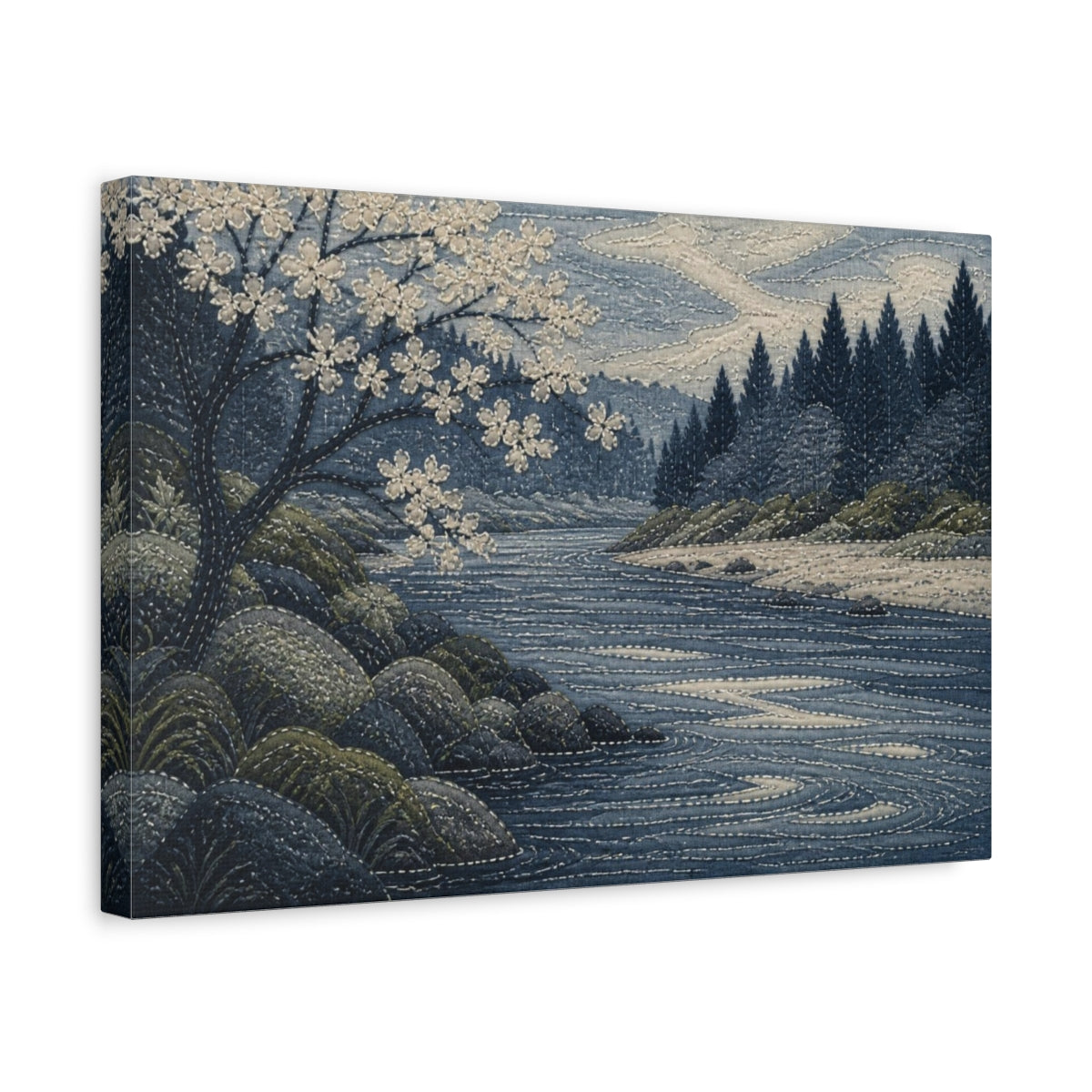 Side Mockup 4. Quiet River Bend shown as canvas print