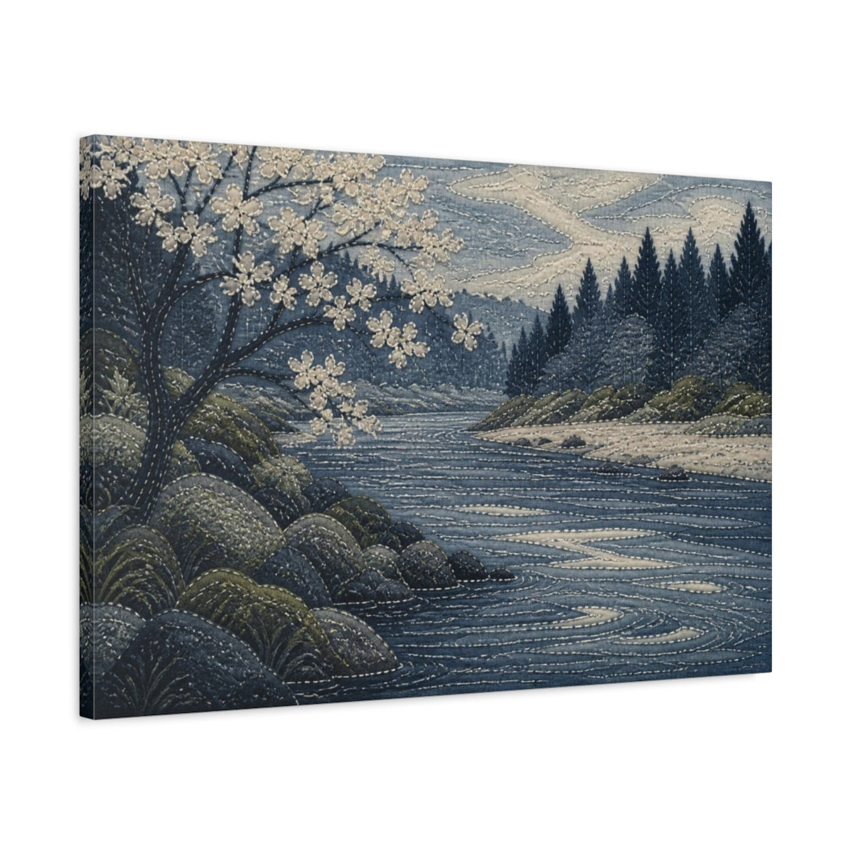 Side Mockup 2. Quiet River Bend shown as canvas print