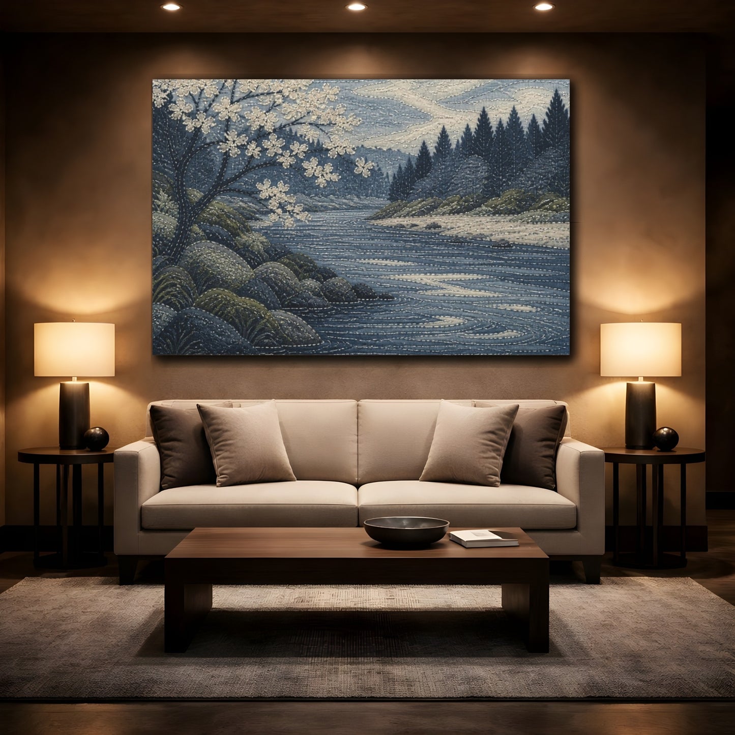 Mockup 2. Quiet River Bend shown as canvas print