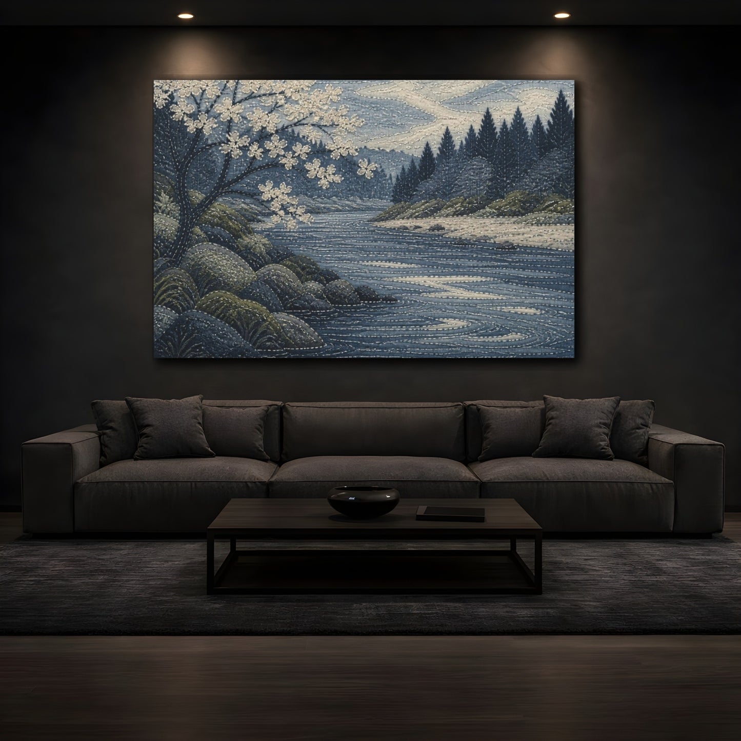 Mockup 3. Quiet River Bend shown as canvas print