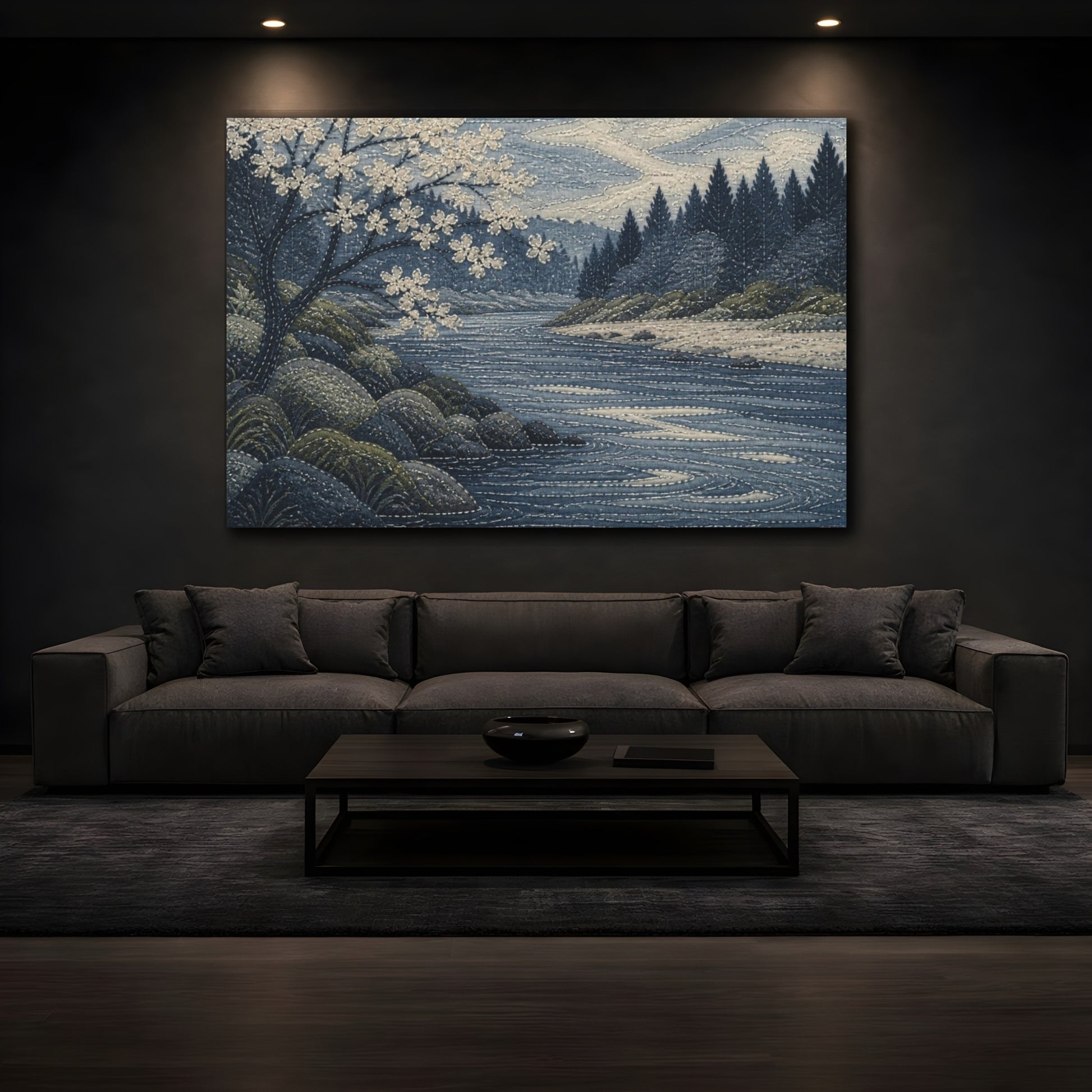 Mockup 3. Quiet River Bend shown as canvas print