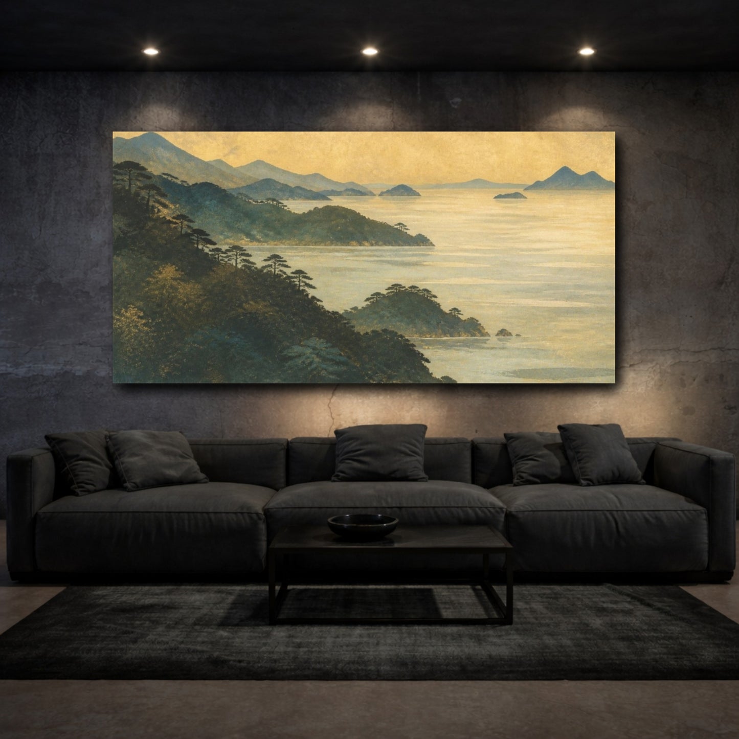 Mockup 3. Quiet Seto Coastline shown as canvas print