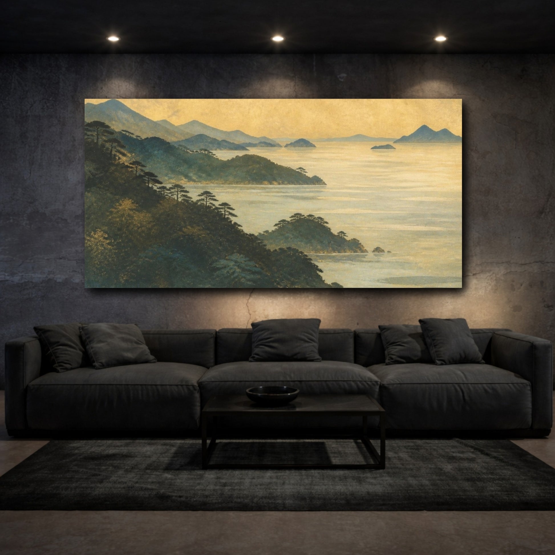 Mockup 3. Quiet Seto Coastline shown as canvas print