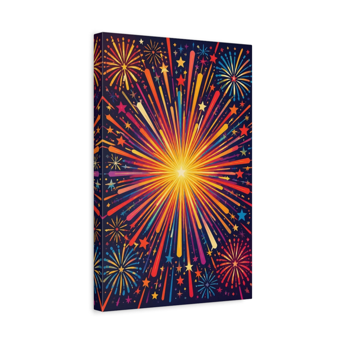 Side Mockup 4. Radiant Firework Burst shown as canvas print