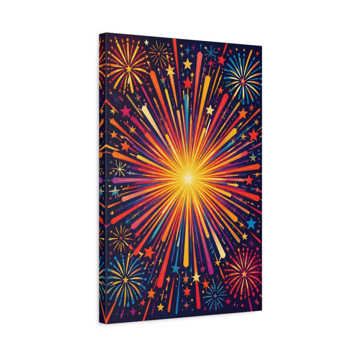 Side Mockup 3. Radiant Firework Burst shown as canvas print