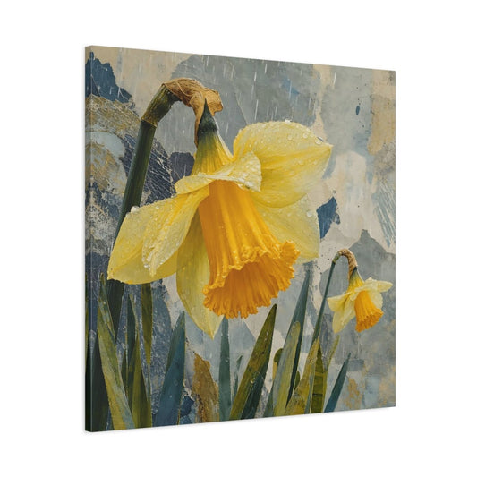 Rain-Kissed Daffodils Canvas Print – Living Room, Above Console Table - YesArtYes
