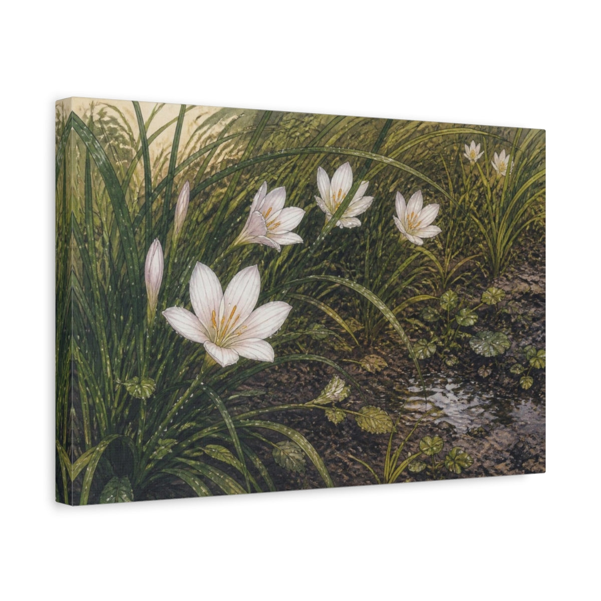 Side Mockup 4. Rain Lilies In Grass shown as canvas print