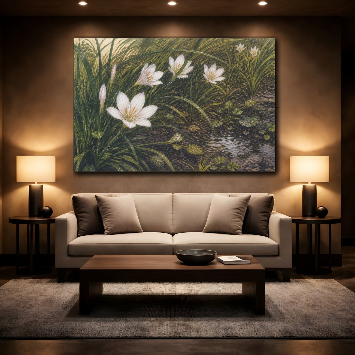 Mockup 2. Rain Lilies In Grass shown as canvas print