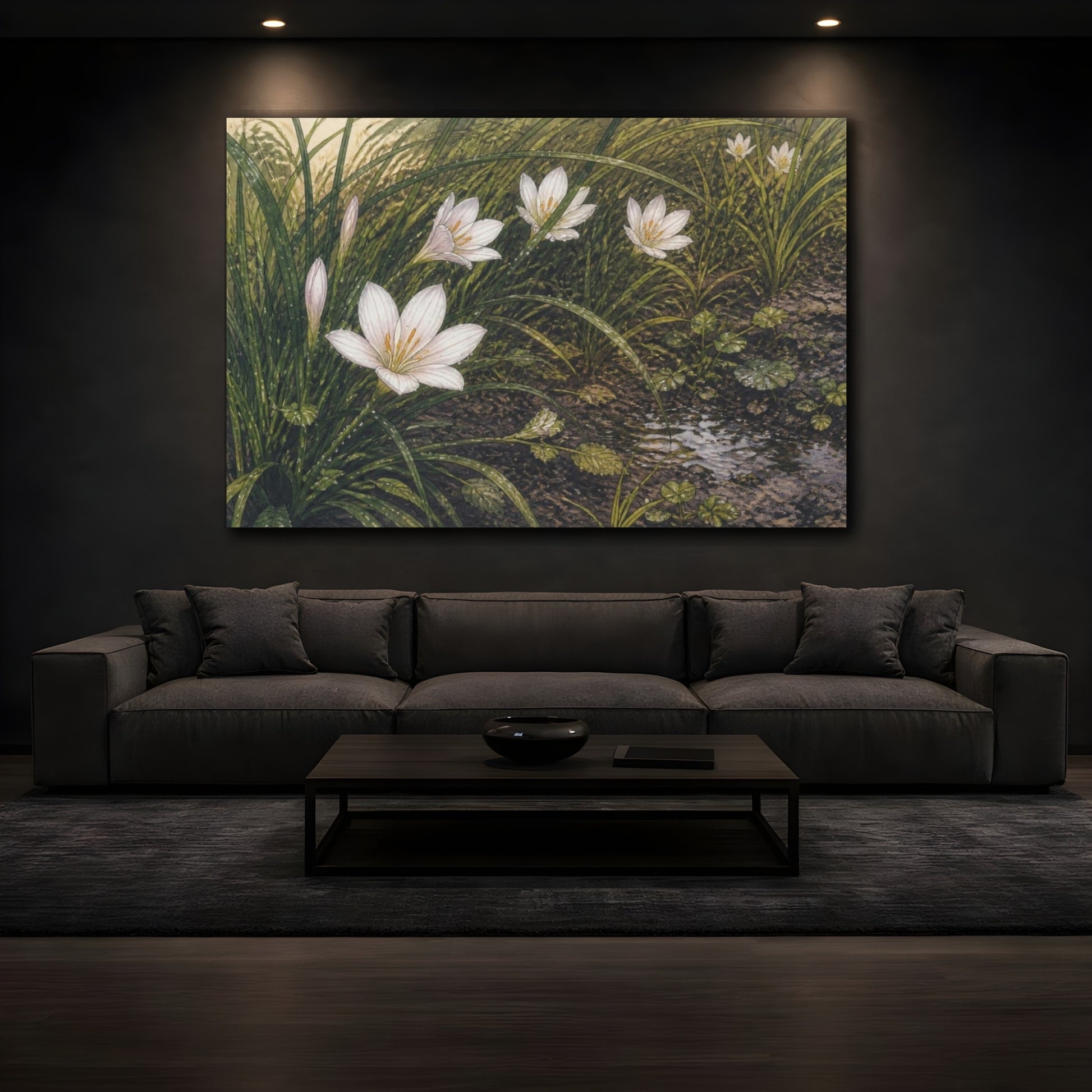 Mockup 3. Rain Lilies In Grass shown as canvas print