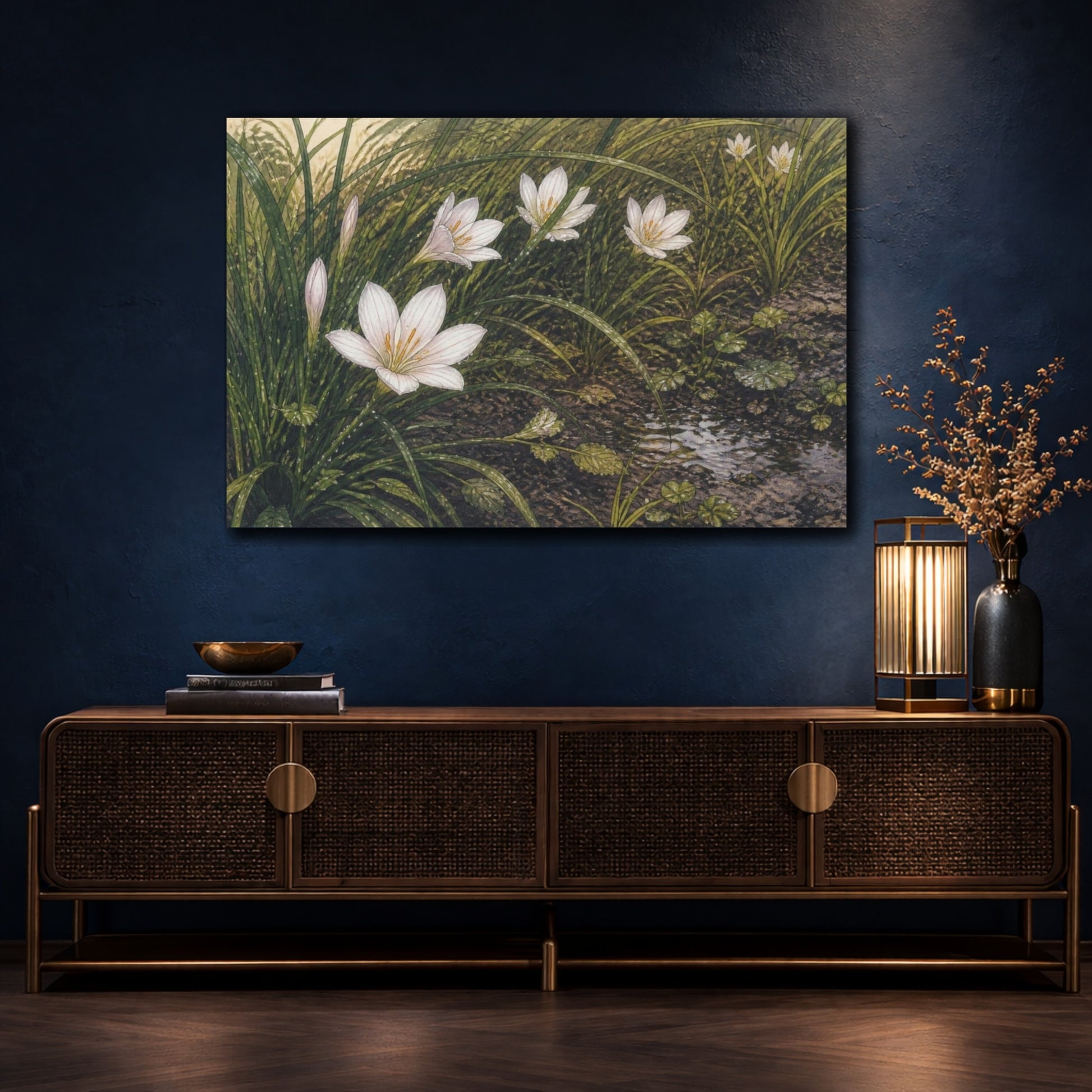 Mockup 4. Rain Lilies In Grass shown as canvas print