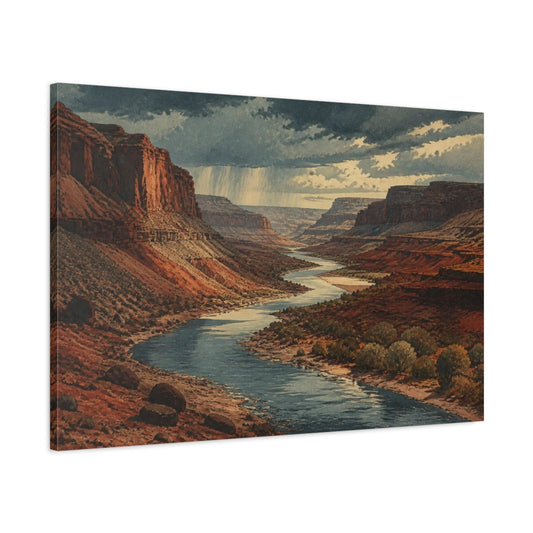 Main Mockup. Rain Over Red Canyon shown as canvas print