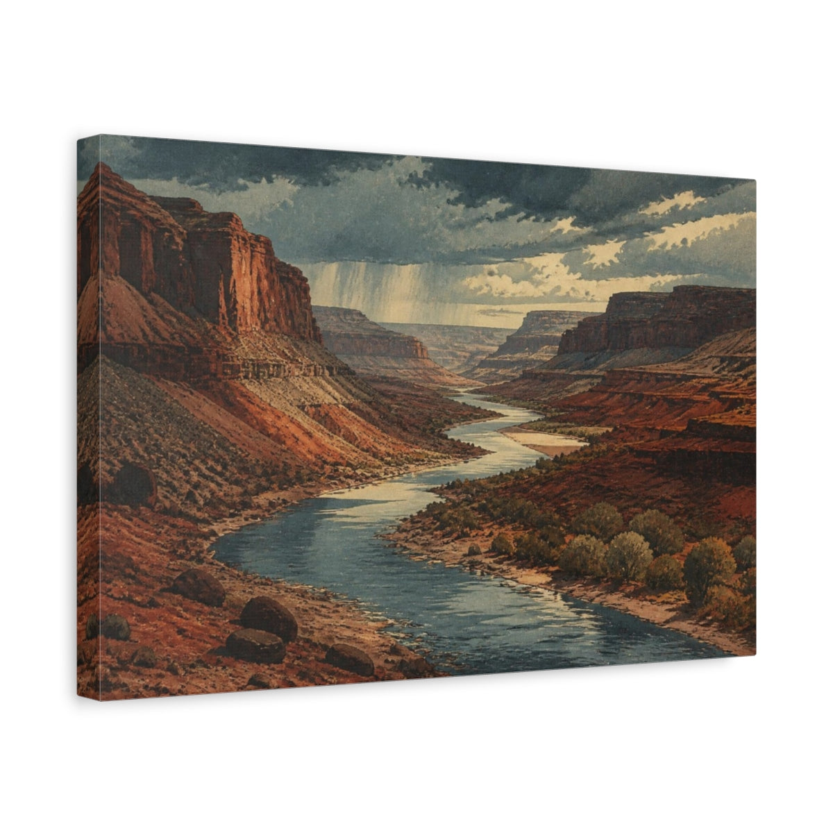 Side Mockup 4. Rain Over Red Canyon shown as canvas print