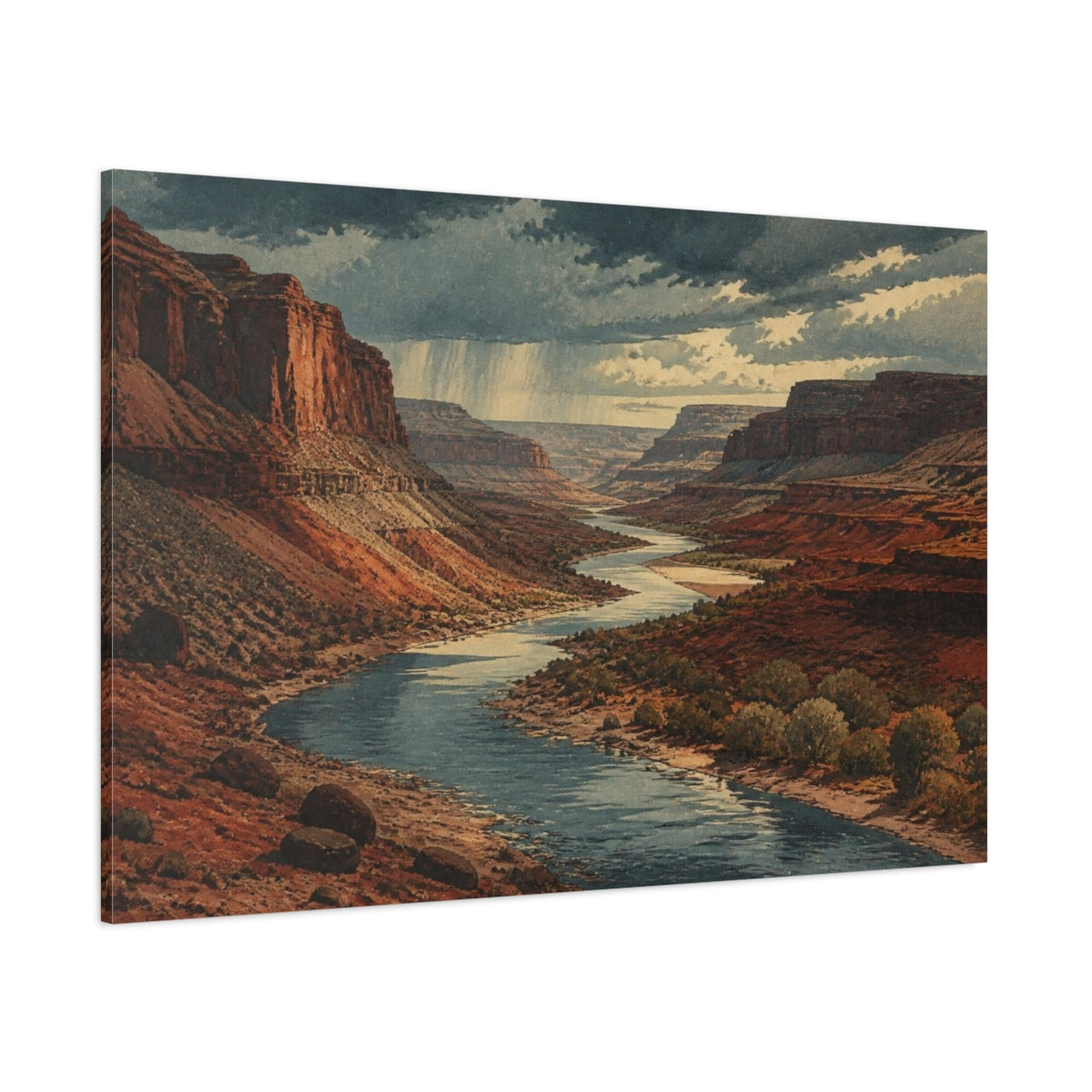 Side Mockup 1. Rain Over Red Canyon shown as canvas print